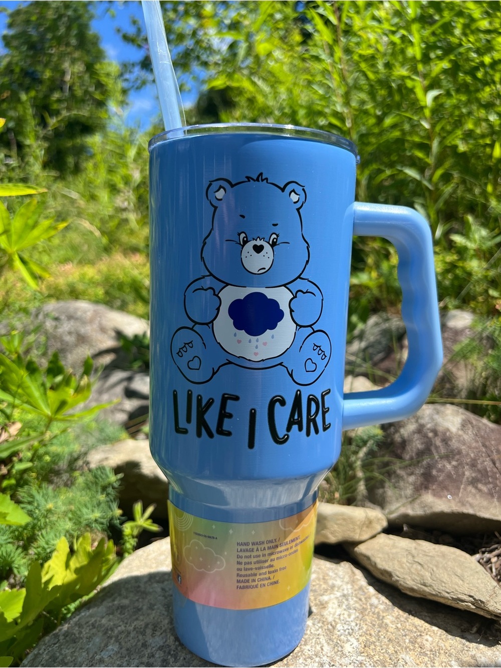 Grumpy Bear, Care Bears Blue Stainless Steel Tumbler with Handle- NEW 40oz
